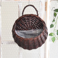 Hot selling round durable wicker rattan flower basket flower pot garden hanging flower baskets for home decoration